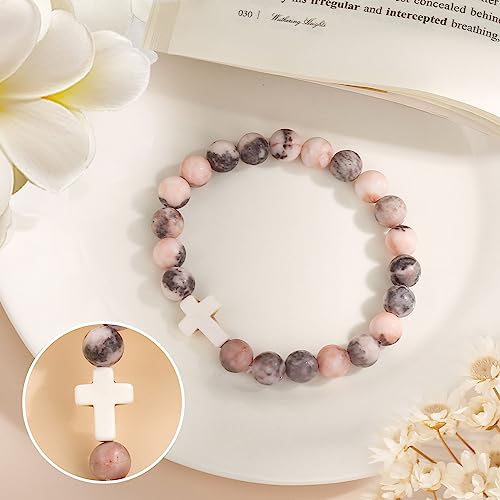 Christian Grandparents - Day Gifts for Women, Religious Cross Bracelet - color: Godis-Pink