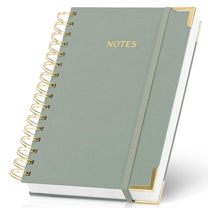 Aesthetic Thick Spiral Notebook Journal For Women in A5 - Linen Hardcover - color: Sage Green, size: A5