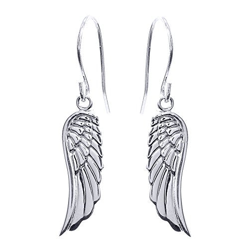 925 Sterling Silver Angel Wing Drop Earrings