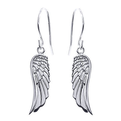 Fine 10k White Gold Angel Wing Drop Earrings