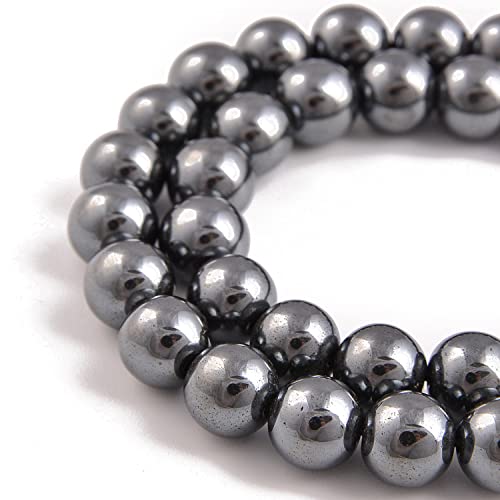 60pcs 6mm Natural Black Hematite Gemstone Round Spacer Loose Stone Beads for Jewelry Making 15.5“ 1 Strand (Black Hematite, 6mm 60 Beads) - color: Black Hematite, size: 6mm 60Beads
