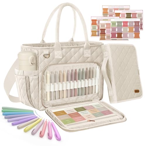 Large Bible Bag with Bible Cover Case for Women, Quilted Bible Tote Bag - color: Beige