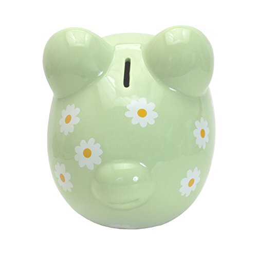 Child to Cherish Ceramic Piggy Bank for Girls, Daisy Green - color: Daisy Green