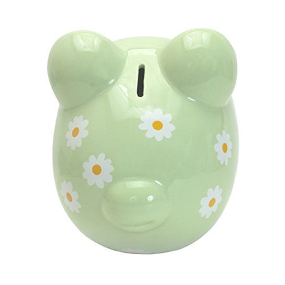 Child to Cherish Ceramic Piggy Bank for Girls, Daisy Green - color: Daisy Green