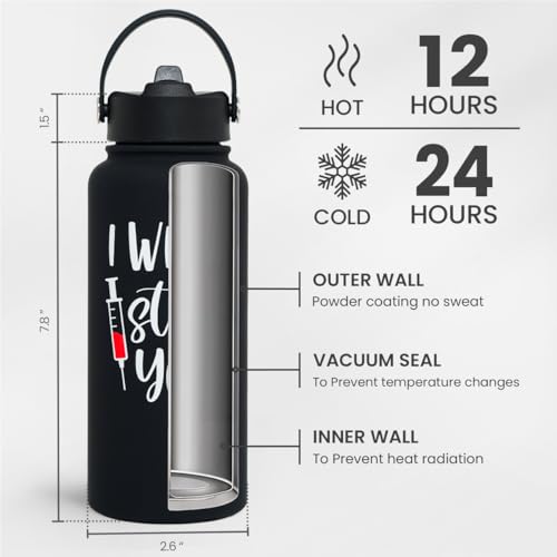 Nurse Gifts for Women - I Will Stab You Water Bottle 32oz Stainless Steel Insulated with Lid, Nurse Appreciation Gifts for Female Nurses, Christmas Birthday Nurse Week - color: Nurse 2
