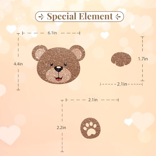 Bear Face Cake Topper, Bear Baby Shower Cake Decor, Brown Glitter Cute Animal Cake Topper for Boy, Beary First Birthday Party Decoration - style: Cute Bear