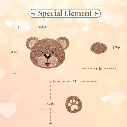Bear Face Cake Topper, Bear Baby Shower Cake Decor, Brown Glitter Cute Animal Cake Topper for Boy, Beary First Birthday Party Decoration - style: Cute Bear