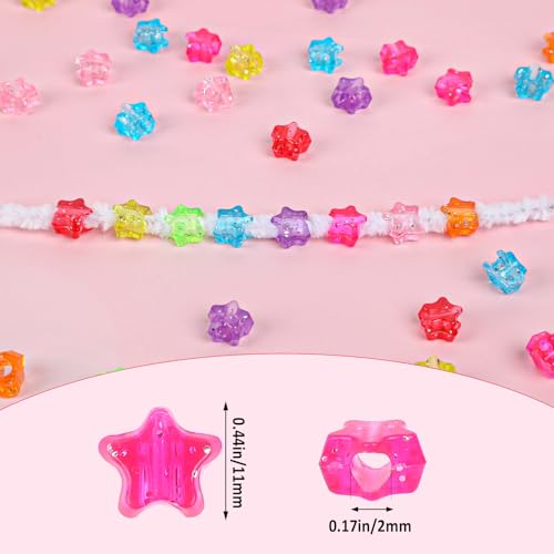 UPINS 1200Pcs Rainbow Star Pony Beads for Jewelry Making Bracelets - color: Transparent Glitter Multicolor for Star