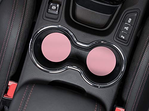 , Solid Light Pink Design Absorbent ROUND Fabric Felt Neoprene Car Coasters for Drinks, 2pcs Set - color: Solid Light Pink