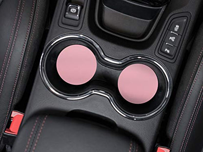 , Solid Light Pink Design Absorbent ROUND Fabric Felt Neoprene Car Coasters for Drinks, 2pcs Set - color: Solid Light Pink