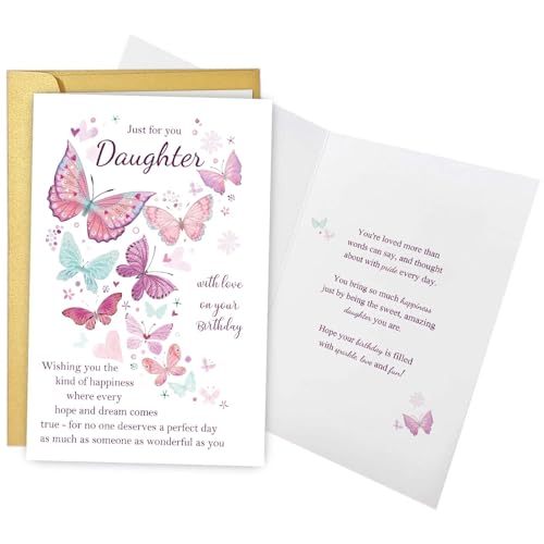Qiliji Happy Birthday Card for Daughter, Daughter Birthday Card from Mom Dad, Bday Cards Gifts for Daughters from Parents - color: Daughter Birthday