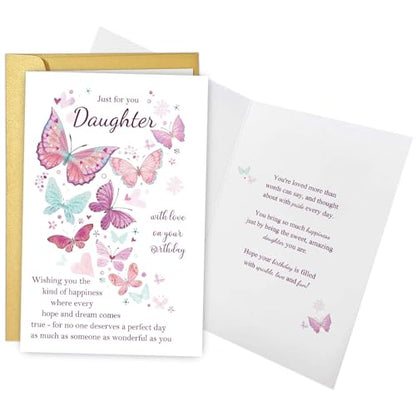 Qiliji Happy Birthday Card for Daughter, Daughter Birthday Card from Mom Dad, Bday Cards Gifts for Daughters from Parents - color: Daughter Birthday