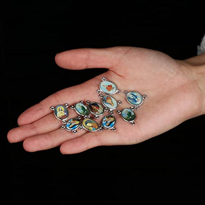 COTTVOTT St Benedict,Our Lady of Guadalupe Medal for DIY Jewelry Making,Virgin Mary Christ Jesus Rosary Center Connection Part - color: 20pcs-Enamel Oval Medal D