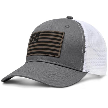 Christian Jesus Cross Hat - Faith Hats for Men Women - Religious Gifts for Thanksgiving Christmas - color: Faith Flag/Carbon
