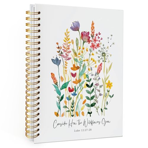 Wheatwin Floral Christian Notebook Journal, Wildflower Cute Hardcover Spiral Notebook for Work Note Taking Women Writing School Teen Girls 5.5x8.3 - color: Floral christian