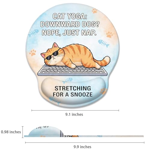 Britimes Ergonomic Mouse Pad with Wrist Support, Cat Cartoon - color: Cat Funny Orange