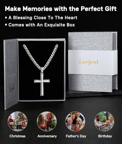 5mm 925 Sterling Silver Cross Necklace for Men 18 20 22 24 26 Inch - color: Silver, size: 22 Inches