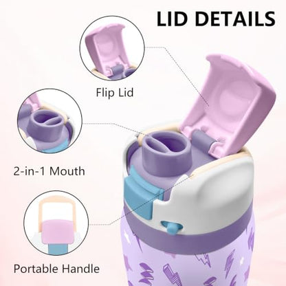 Purple 32oz Insulated Water Bottle, Women Gift, Handle and 2-in-1 Lid, 1PCS - color: Lightning-Purple
