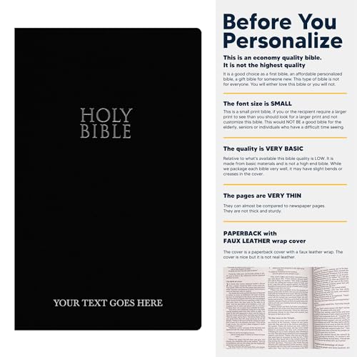 Personalized NIV Small Print Bible for Adults, Name Imprint, Standard Size - color: Black, style: New International Version
