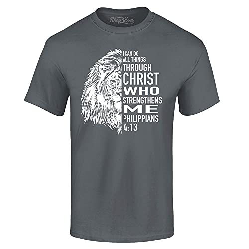 shop4ever I Can Do All Things Through Christ Philippians 4:13 T-Shirt - color: Charcoal, size: 4X-Large