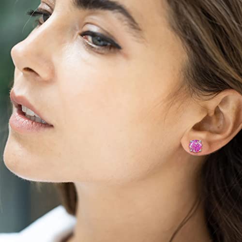 CERSLIMO Multi Colors fire Opal Stud Earrings Birthstone Earrings For Women 8mm - color: 08 Purple