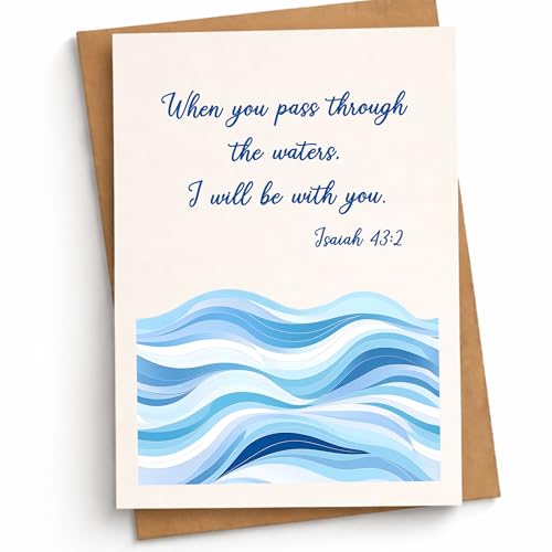 When You Pass Through the Waters Card Christian Encouragement Cards Isaiah 43:2 Bible Verse Religious Support Gift for Friend Bestie Prayer Partner Family Coworker Pastor Wife - color: When You Pass Through The Waters Isaiah 43:2