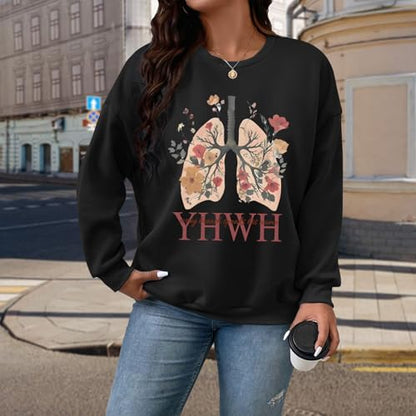 Christian Jesus Sweatshirts for Women YHWH God Bible Verse Sweatshirt Faith Long Sleeve Shirts Religious Pullover - color: Black, size: XX-Large