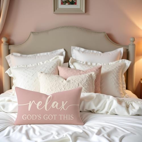 Dusty Rose Pink Throw Pillow Covers 12x20 Set of 2, Christian Decor - color: Dusty Rose