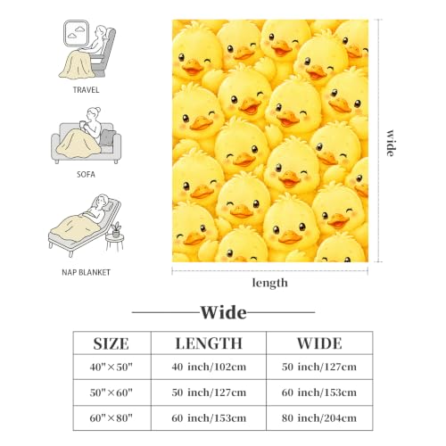 Cute Yellow Duck Throw Blanket Kawaii Duckling Stuff Gifts 40''X50'' - color: Duck, size: 40''x50''