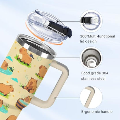 Christian Gifts for Women 40oz Tumbler - Insulated Travel Mug with Handle (Capybara1, 40 Ounces) - color: Capybara1