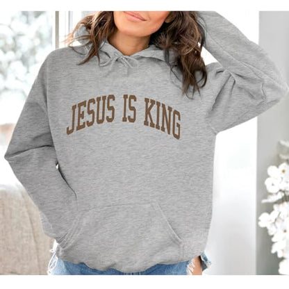 Sulayesh Christian Jesus Loves You Hoodies Women Religious Faith God Jesus Is King Sweatshirts Bible Verse Inspirational Tops - color: Gray, size: XX-Large