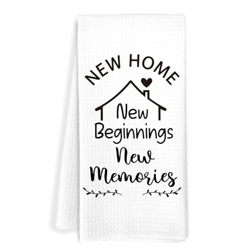 Housewarming Gifts for New Home Kitchen Towels, New Home Beginnings Memories Decorative Hand Tea Towels for Bathroom, House Warming Homeowner Hostess Gifts Dish Towel Dishcloth, 16x24 Inch - color: Housewarming Gifts