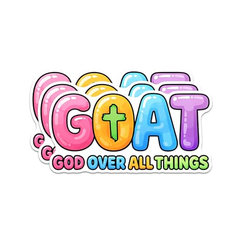 Goat God Over All Things Sticker 3Pcs Vinyl Waterproof Christian Bible Decor & Party Favors for Laptop, Water Bottle, Skateboard | Non-Repeating Decals, High-Definition Print - color: Goat