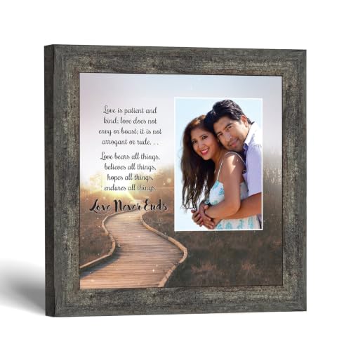 I Corinthians 13 Picture Frame, The Love Chapter Scripture, Christian Wedding Gift, Religious Anniversary Frame, Inspirational Bible Verse, Christian Home Decor, Fits a 4”x6” Photo - color: Barnwood