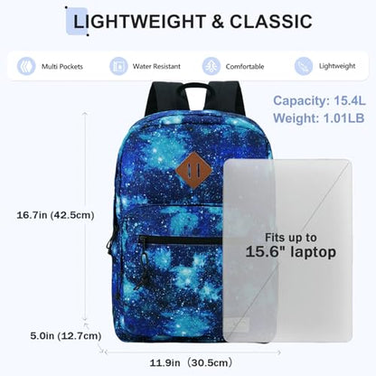 VX VONXURY Kids Backpack for School Travel,16.7 Inch Lightweight Bookbag - color: Galaxy Blue