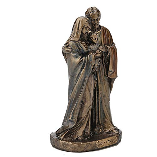 Veronese Design 3 3/8 Inch Holy Family Cast Resin Hand Painted Antique Bronze Finish Statue Home Decor