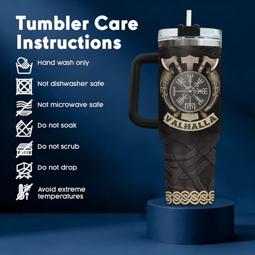 34HD Valhalla Viking 40 oz Tumbler with Handle, Hunter Life Gift - color: Viking Code