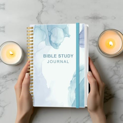 Heveboik Bible Study Journal – Church Notes Notebooks – Note Taking & Journaling Kit, 5.8" x 8.5", Watercolor Blue - color: Watercolor Blue