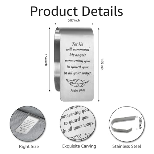 Psalm 91:18 Car Visor Clip, Christian Sun Visor Clip for Men Women - color: Sliver23