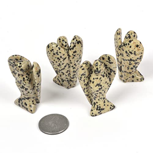 Justinstones Carved Dalmatian Jasper Gemstone Peace Angel Pocket Guardian AngelHealing Statue 2 inch - color: Dalmatian Jasper