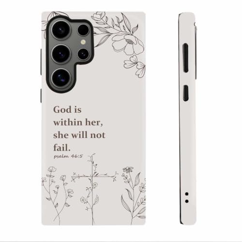 Christian Cross Faith Bible Verses Phone Case for Samsung Galaxy S24 Ultra, Shockproof Soft TPU & Hard PC Hybrid 2-Layer Protective Phone Cover for Women Girls Gray - color: Gray, size: Galaxy S24 Ultra