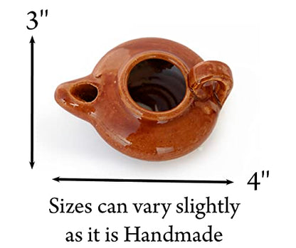 Biblical Herodian Clay Oil Lamp – Authentic Glazed Replica from The Time of Jesus in Jerusalem - Handmade Holy Land Christian Faith Gift - color: Herodian - Biblical Brown Glazed