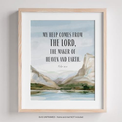 Bible Verse Posters Set of 4 - Christian Scripture Wall Art Classroom 8x10