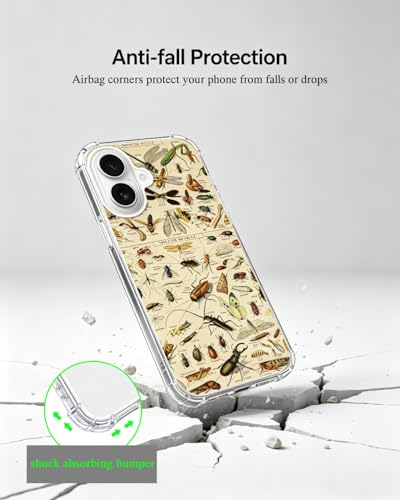 Natural Insects Phone Case Compatible with iPhone 17, Bugs Scientific Illustration Phone Cover for iPhone 17 - color: Natural Insects