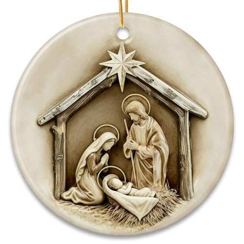ZAGKOO Nativity Christmas Ornaments - Christian Ornament for Christmas Tree - color: Nativity