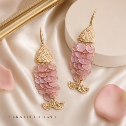 Fish Earrings For Women, Boho Colorful Acrylic Resin Tropical Sea Life Large Dangle Earring Hypoallergenic Summer Beach Vacation Statement Jewelry Gifts - color: Red-scaled fish