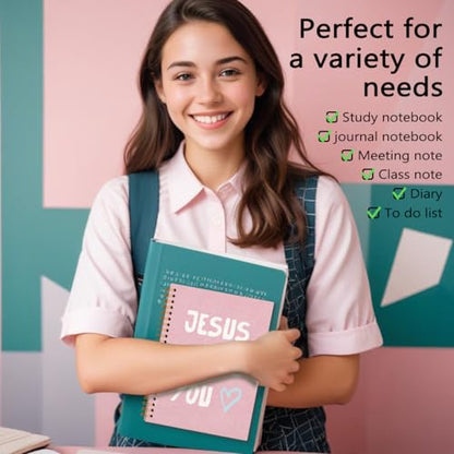 Pink Bible Study Notebook, Bible Note Taking Supplies Notebook Journal, Cute notebook, Bible Study Notebook Supplies Gifts Notebook for Teen Girls Student Teacher Women 5.5x8.3 inch - color: Jesus loves you pink