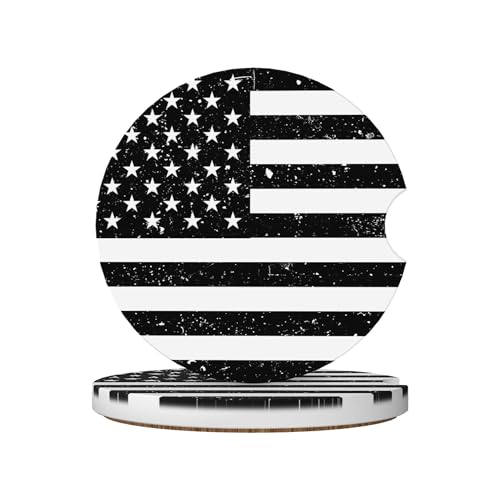 American Flag Retro Car Cup Holder Coasters 2 Pack 2.63" for Women - color: White