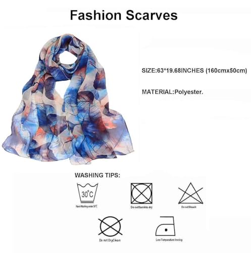 Pokeedioty Scarfs for Women Lightweight Scarves Elegant Floral Pattern Sheer Scarfs Shawls Wraps - color: Yh-107