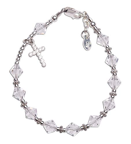 Precious Pieces Kids Crystal Rosary Bracelet, .925 Sterling Silver - color: Clear